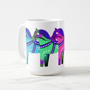 Red/blue/pink/green Nordic Folk Dala horse Coffee Mug