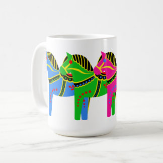 Red/blue/pink/green Nordic Folk Dala horse Coffee Mug