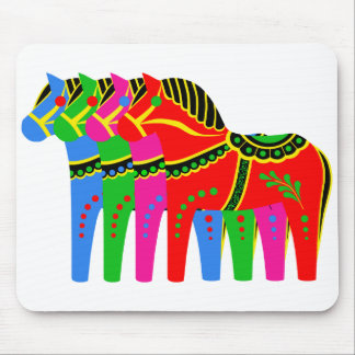 Red/blue/pink/green Nordic Folk Dala horse Mouse Pad