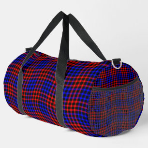 Red Blue Plaid Checker Seamless Pattern Large Duffle Bag