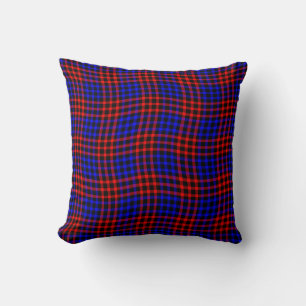 Red Blue Plaid Checker Seamless Pattern Throw Pillow