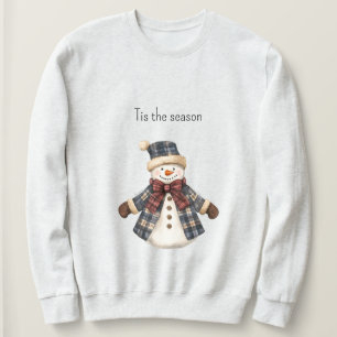 Red Blue Plaid Christmas Snowman Sweatshirt