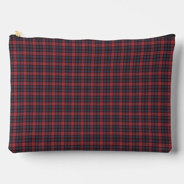 Red Blue Plaid Tartan Pattern Accessory Pouch (Front)