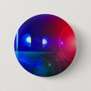 red & blue police lights 2 inch round button
