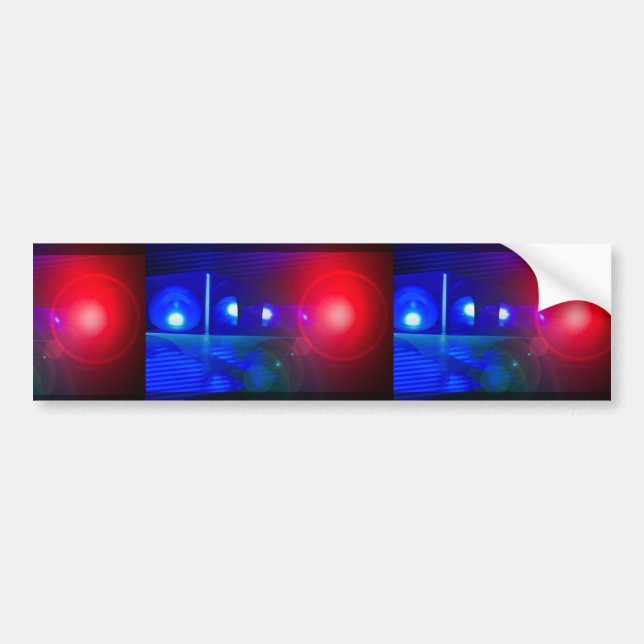 red & blue police lights bumper sticker (Front)
