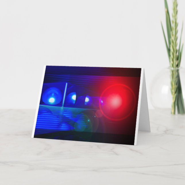 red & blue police lights card (Front)