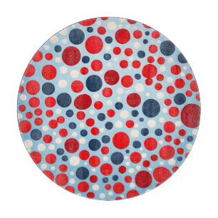 Red Blue Polka Dot Pattern Cutting Board
