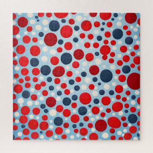 Red Blue Polka Dot Pattern Jigsaw Puzzle