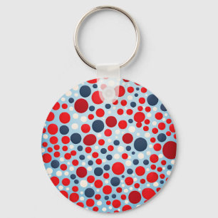 Red Blue Polka Dot Pattern Keychain