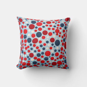 Red Blue Polka Dot Pattern Throw Pillow
