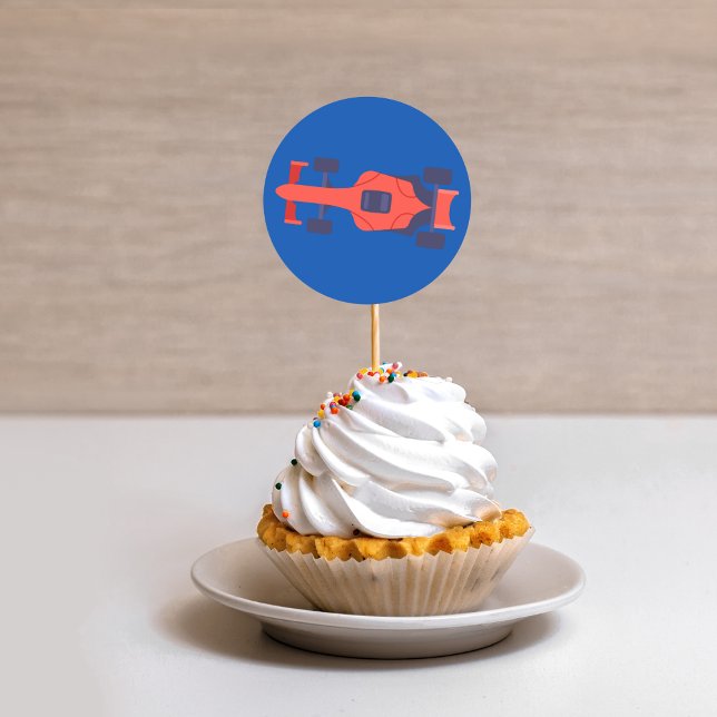 Red Blue Racing Car Racetrack Baby Boy Dedication Classic Round Sticker (Creator Uploaded)