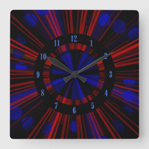 Red & Blue Rays Of Light Wall Clock