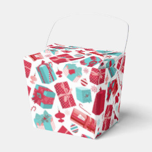 Red & Blue Retro Christmas Packages Favor Box