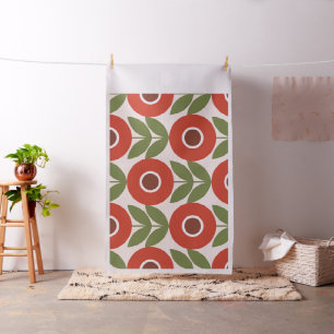 Red,blue,retro,flower pattern,vintage,Scandinavian Fabric