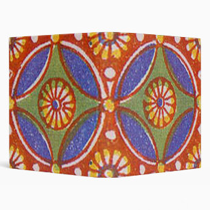Red Blue Rustic Colourful Circle Egypt Art Pattern Binder