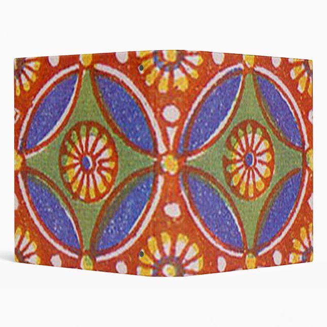 Red Blue Rustic Colourful Circle Egypt Art Pattern Binder (Background)