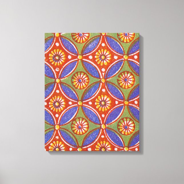 Red Blue Rustic Colourful Circle Egypt Art Pattern Canvas Print (Front)