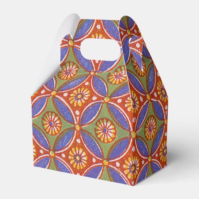 Red Blue Rustic Colourful Circle Egypt Art Pattern Favor Box (Front Side)