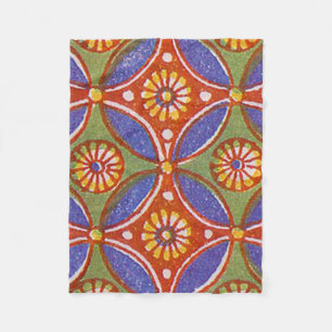 Red Blue Rustic Colourful Circle Egypt Art Pattern Fleece Blanket