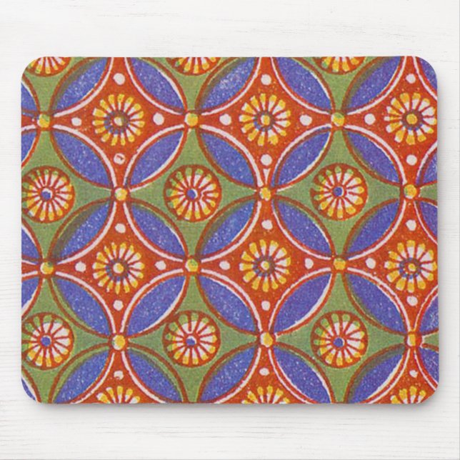 Red Blue Rustic Colourful Circle Egypt Art Pattern Mouse Pad (Front)