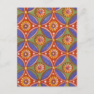 Red Blue Rustic Colourful Circle Egypt Art Pattern Postcard
