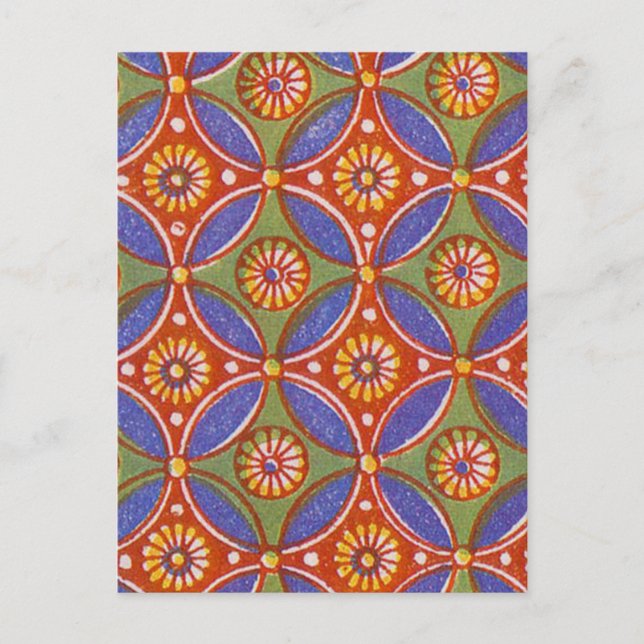 Red Blue Rustic Colourful Circle Egypt Art Pattern Postcard (Front)