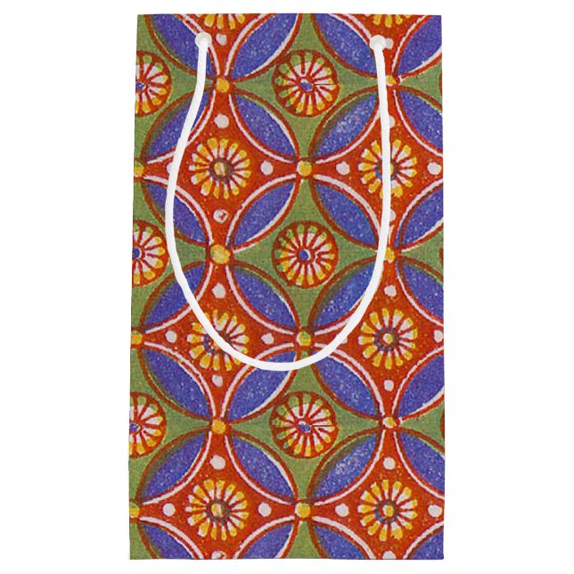 Red Blue Rustic Colourful Circle Egypt Art Pattern Small Gift Bag (Front)