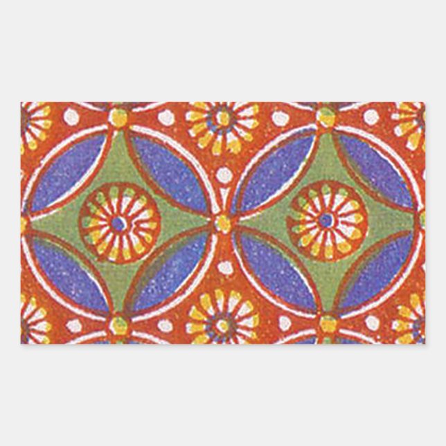 Red Blue Rustic Colourful Circle Egypt Art Pattern Sticker (Front)