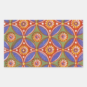 Red Blue Rustic Colourful Circle Egypt Art Pattern Sticker