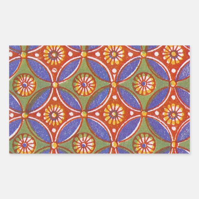 Red Blue Rustic Colourful Circle Egypt Art Pattern Sticker (Front)