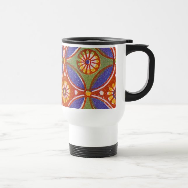 Red Blue Rustic Colourful Circle Egypt Art Pattern Travel Mug (Right)