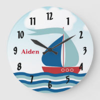 Red & Blue Sailboat on Water Waves, Personalized