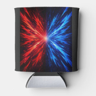 red blue shirt, abstract explosion shirt, energy b can cooler