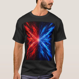 red blue shirt, abstract explosion shirt, energy b T-Shirt