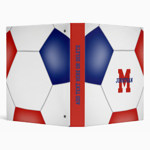 red blue soccer team colours monogrammed binder