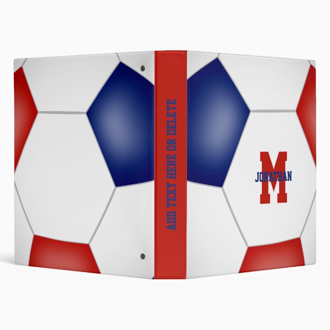 red blue soccer team colours monogrammed binder (Background)