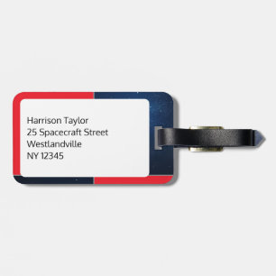 Red Blue Space Themed Personalized Luggage Tag