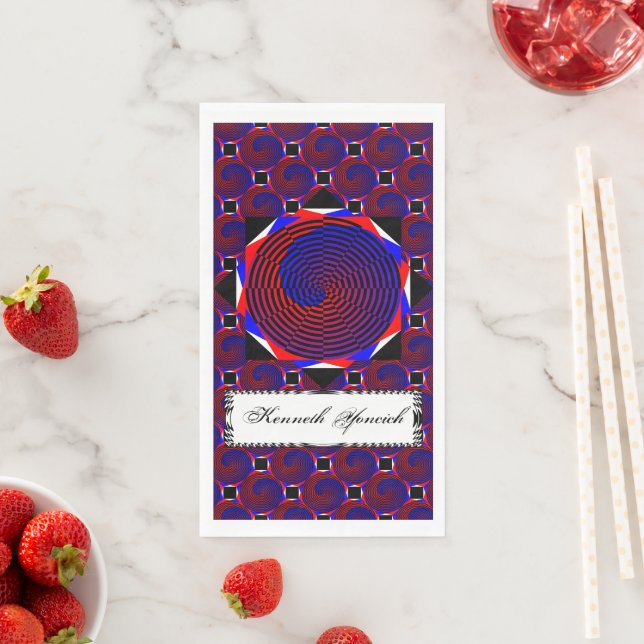 Red & Blue Spiral by Kenneth Yoncich Napkin (Insitu)