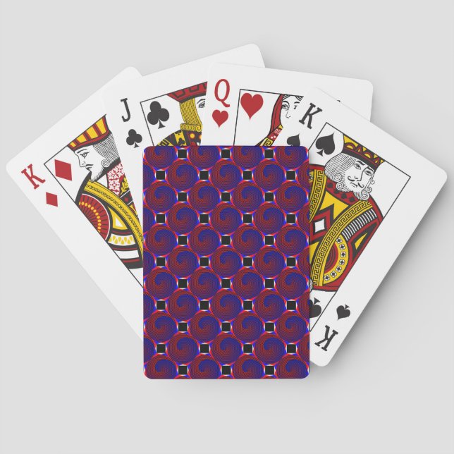 Red & Blue Spiral by Kenneth Yoncich Playing Cards (Back)