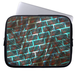 Red blue stained, scratches, grid or brick effect? laptop sleeve