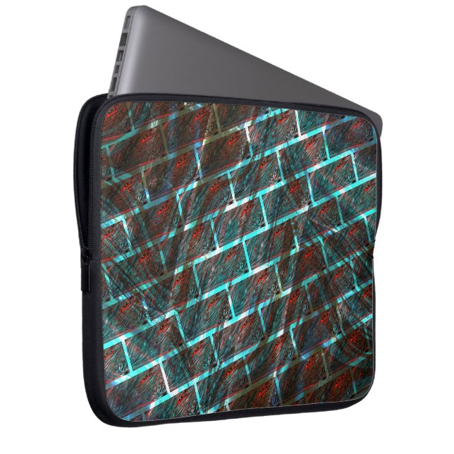 Red blue stained, scratches, grid or brick effect? laptop sleeve (Front Right)
