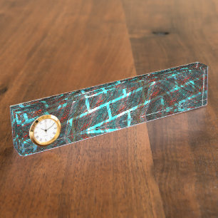 Red blue stained, scratches, grid or brick effect? nameplate