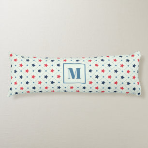 Red Blue Star Dot Line Geometric Pattern Monogram Body Pillow