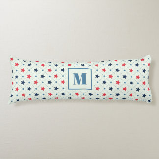 Red Blue Star Dot Line Geometric Pattern Monogram Body Pillow