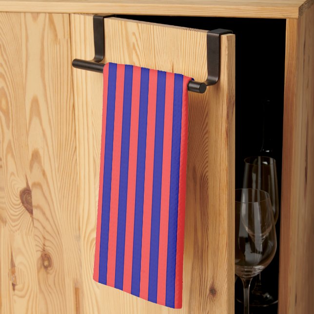 Red Blue Stripe Chef  Kitchen Towel (Thirds Fold)