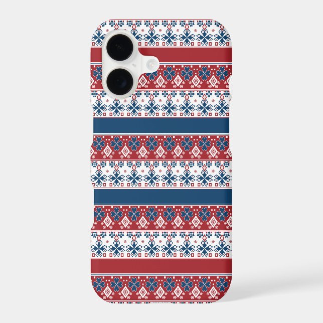 Red Blue Striped Norwegian Pattern  (Back)