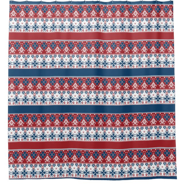 Red Blue Striped Norwegian Pattern  (Front)