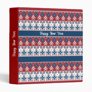 Red Blue Striped Norwegian Pattern Binder