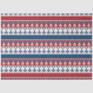 Red Blue Striped Norwegian Pattern  Tissue Paper