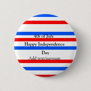 Red blue stripes independence day 4th of July 2 Inch Round Button